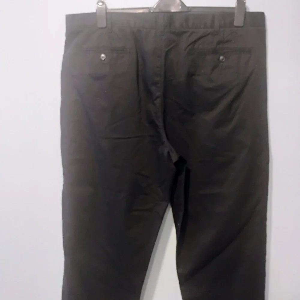 Lands End Mens Black Chino Pants Flat Front Straight Leg Size 44 Unhemmed